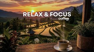 Evening Escape at a Sunset Rice Terrace Café ☕ Smooth Jazz for Calm Mind &amp; Deep Focus