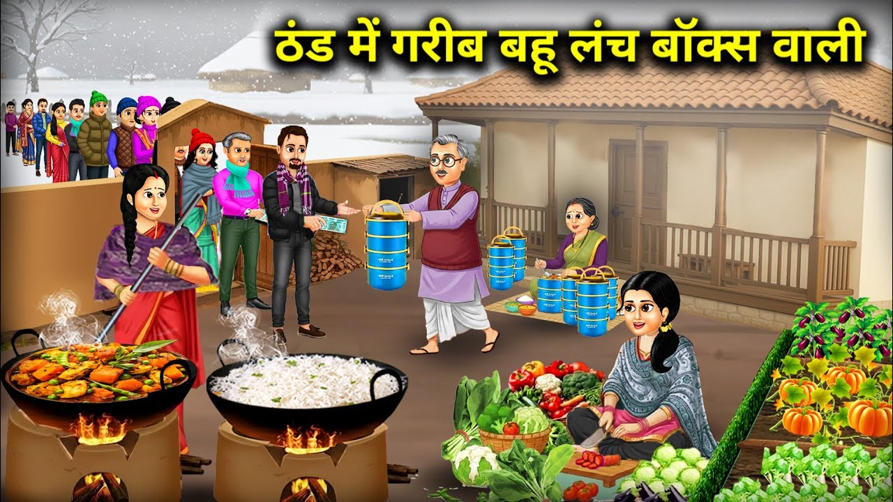 ठंड में गरीब बहू लंच बॉक्स वाली | The poor daughter-in-law with the lunchbox in the | Cartoon Video