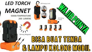 Senter Camping Lampu LED Portable Gantung dengan Magnet COB 200 Lumens 5000K