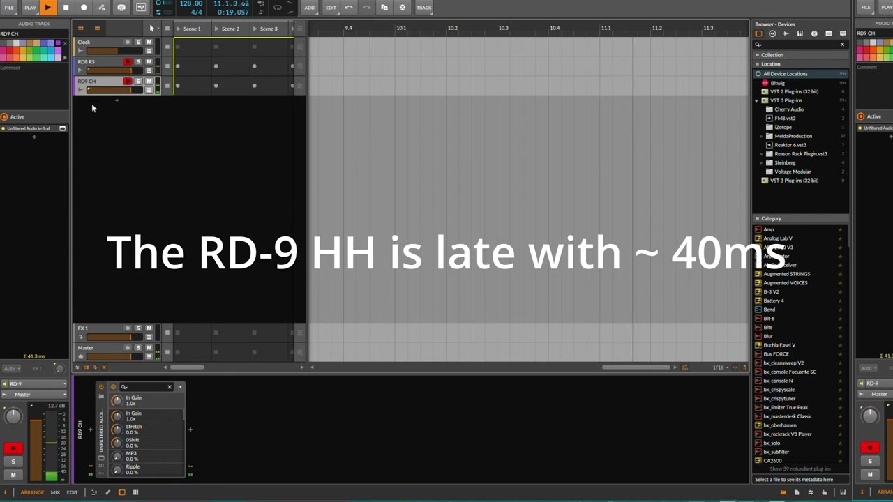 Plugin delay compensation issue in Bitwig