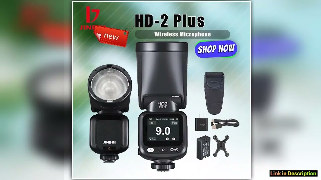 JINBEI HD2 PLUS TTL Professional onCamera Flash 100Ws Full HD Color TouchScreen Lightweight HSS Fla
