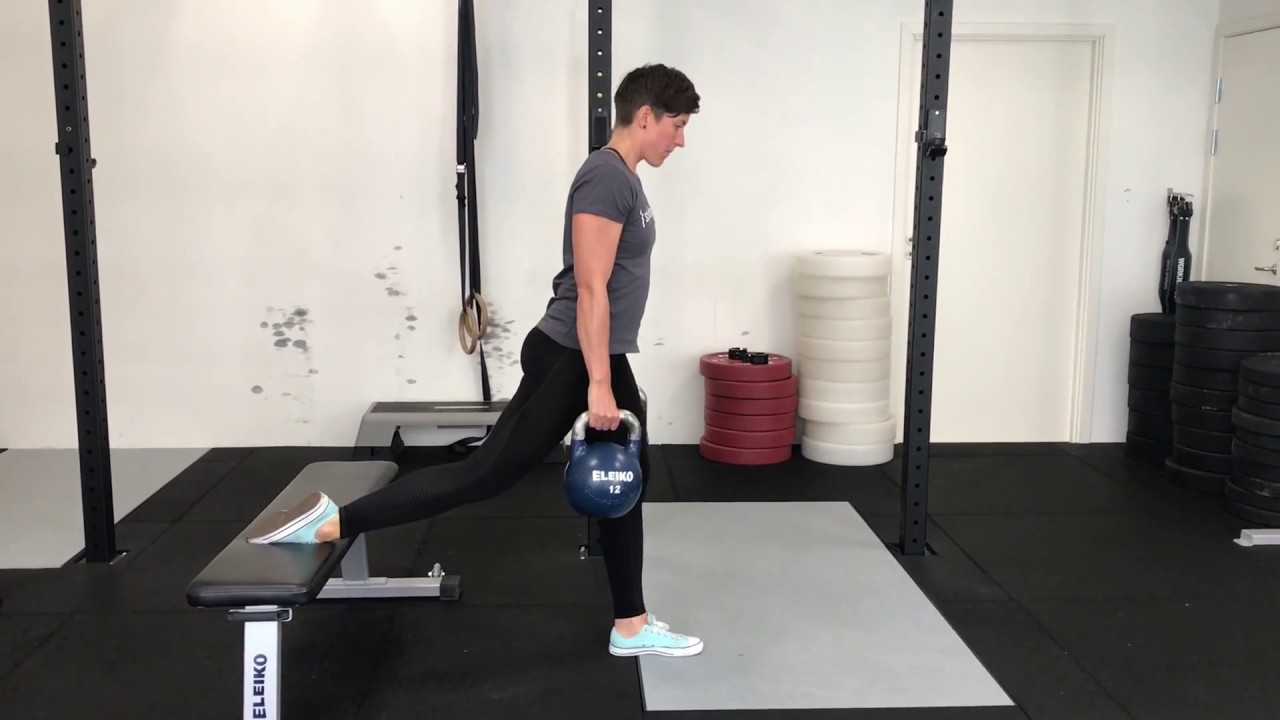 Bulgarian split squat med kettlebells YouTube