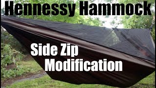 Hennessy Hammock Modification.  How to sew in a full length side zip.