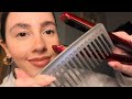 ASMR- Styling your hair in 10 mins✂️ (scalp massage, cutting, straightening)