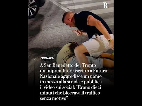 Video Picchia un uomo che blocca il traffico a San Benedetto del Tronto