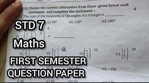 STD 7 Mathematics first semester question paper Maharashtra board