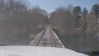 Hi Rail truck ride on out of service railroad line - Bay Colony Millis Line
