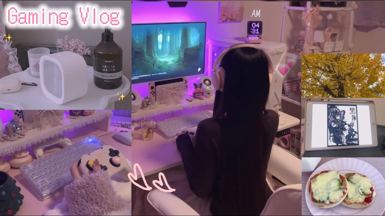 【Gaming Vlog】夜更かしして朝までゲームする休日🎮冬のイチョウ並木お散歩🎧🍂のんびりアニメ&漫画と自炊の日👩‍🍳