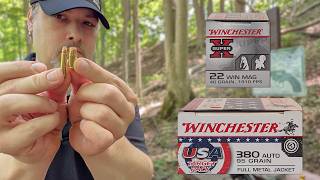 .22 Magnum Spanks .380 ACP! Winchester FMJ Flat Point Ballistic Gel Test