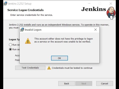 Troubleshooting Jenkins - Service logon credentials - Tutorialsfor.com