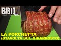 La porchetta al barbecue. Stavolta è sul girarrosto, per una carica di affumicatura!