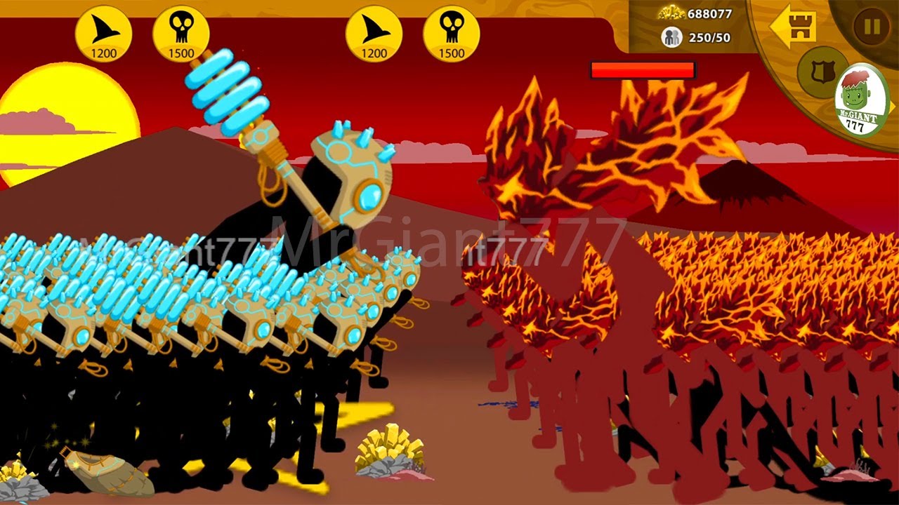 WAR OF GIANT, ARMY VOLTAIC GIANT VS RED ARMY LAVA GIANT | Stick War Legacy Mod | MrGiant777