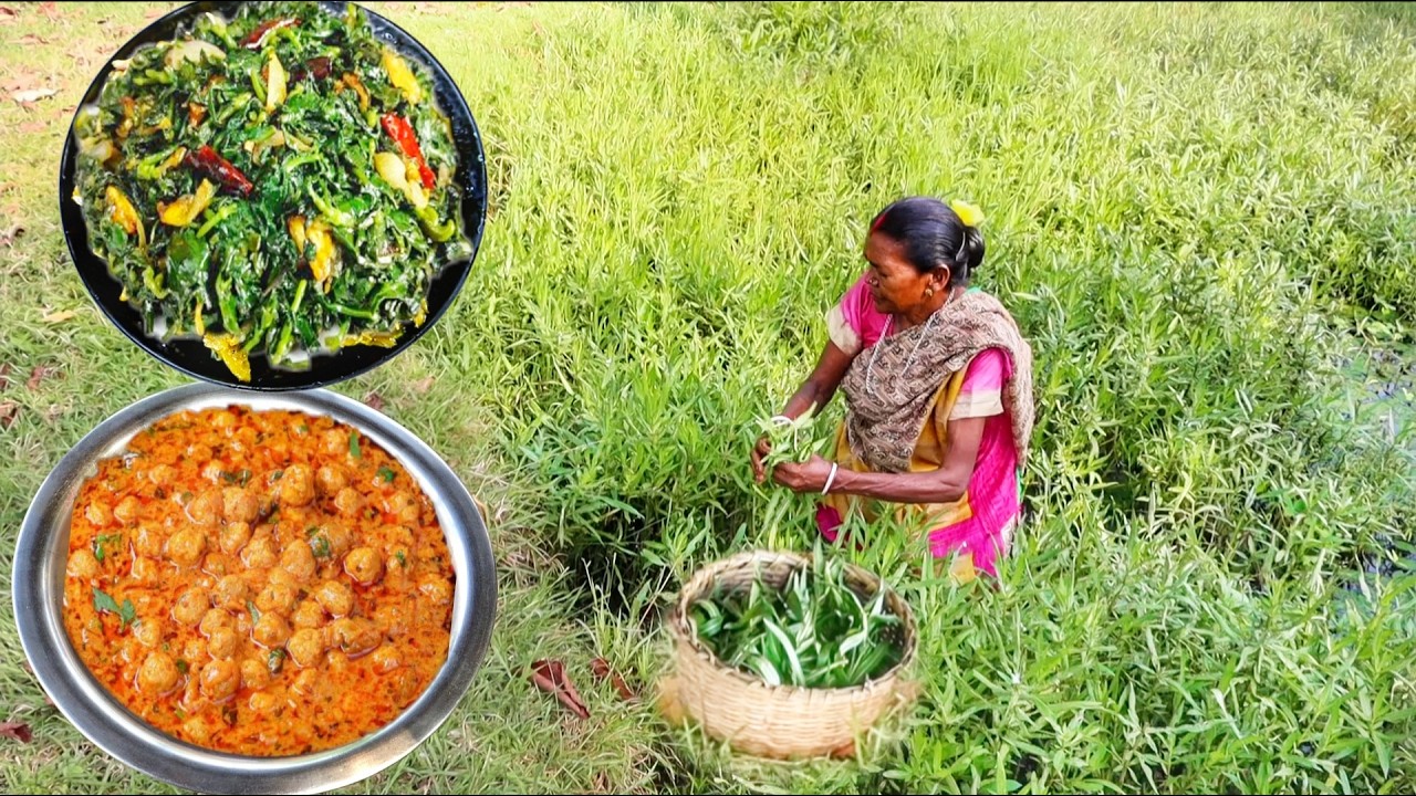 Santali Grandma Gathers Greens from the Field and Cooks Shake Vaji and Soybean Curry for Lunch