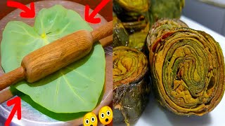 Rikwach Recipe in Hindi ॥ अरबी के पत्तो के पकौडे ॥ U.P style me Bnaye arabica leaves ke pakode