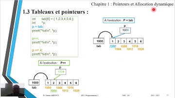 Cours/TP - Pointeurs et Allocation dynamique (Pointeurs et Tableaux-Langage C) : M21-Programmation 2
