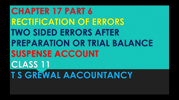Chapter 17 part 6 | suspense account | Rectification of error| class 11 accounting