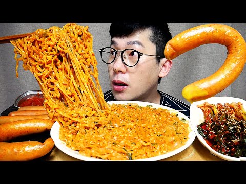 꾸덕꾸덕 크림진짬뽕과 소세지들 먹방 SPICY CREAMY CHEESE <strong>SEAFOOD</strong> NOODLES ASMR EATING <strong>SHOW</strong>