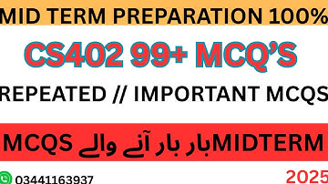 CS402 Midterm Booster | Past + Expected Repeated MCQs | VU Midterm 2025 | BY SIR SHARJEEL