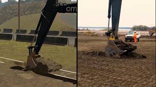 Simulated excavator vs. real world excavator screenshot 3