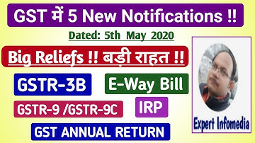 GST में बड़ी राहत | 5 New Notifications| Reliefs-GST Annual Return,GSTR3B, E way bill, GSTR3B by SMS
