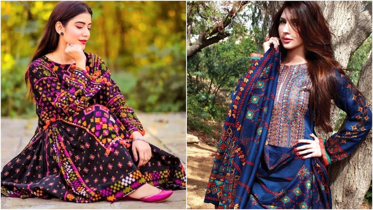 New Latest Ajrak Dresses Design Ideas For Girls By Parihan Fashion
