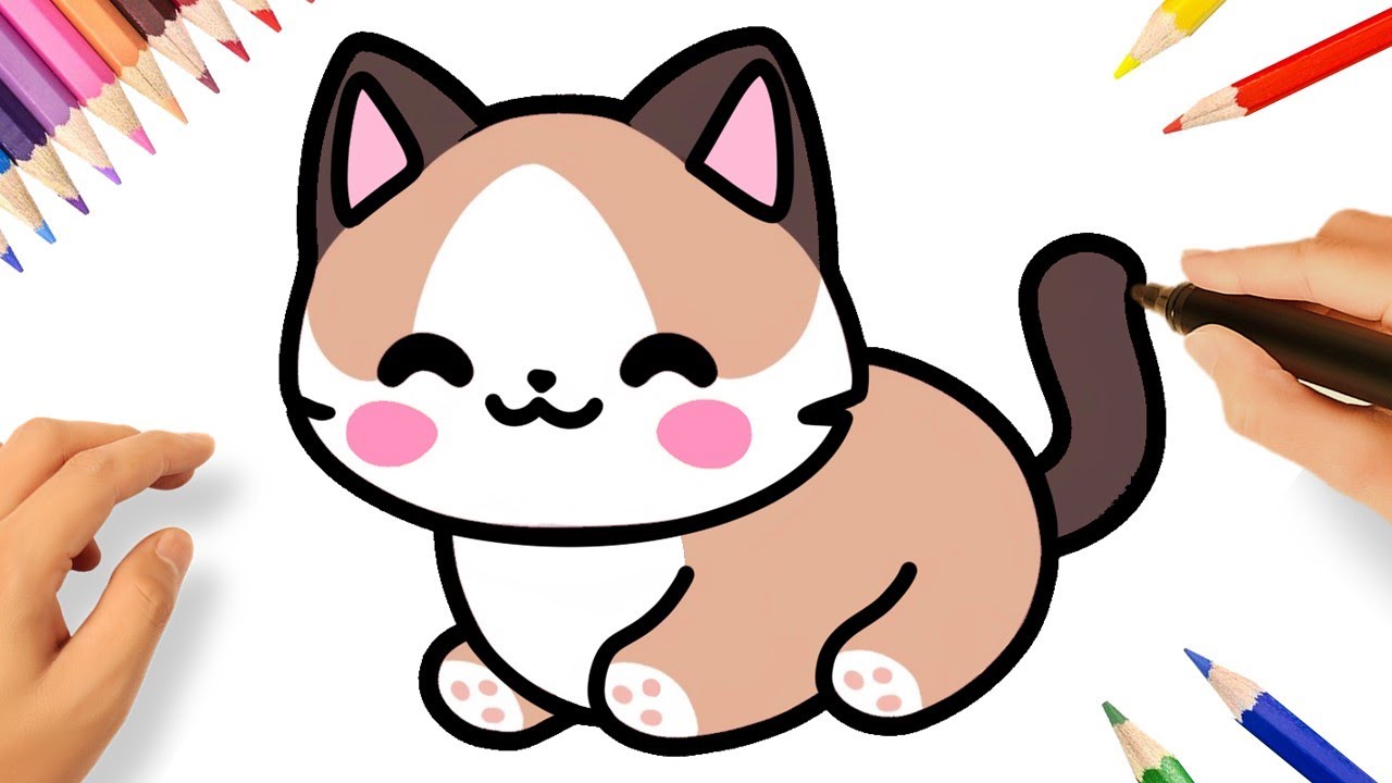 COMO DESENHAR UM GATINHO FOFO KAWAII FÁCIL 😻❤️ 