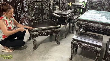 siêu phẩm bộ ngũ lân cẩn ốc,tủ bày đồ,tranh cha mẹ khảm ốc,đại tự,tượng,tranh chữ cẩn ốc,đôn,kỷ...