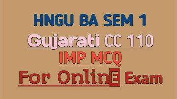 HNGU FY BA SEM 1 G͟u͟j͟a͟r͟a͟t͟i͟ CC 101 MOST Important Question - IMP MCQ For Online Exam