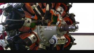ホンモノ．空冷星形9気筒エンジンの動き．カットモデルにて - YouTube