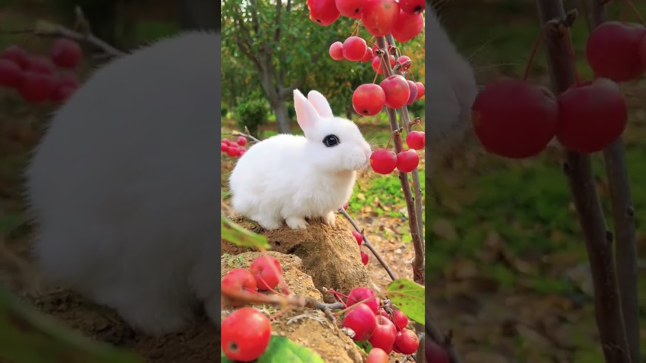 Cutest Rabbit eating cherrys 🍒 