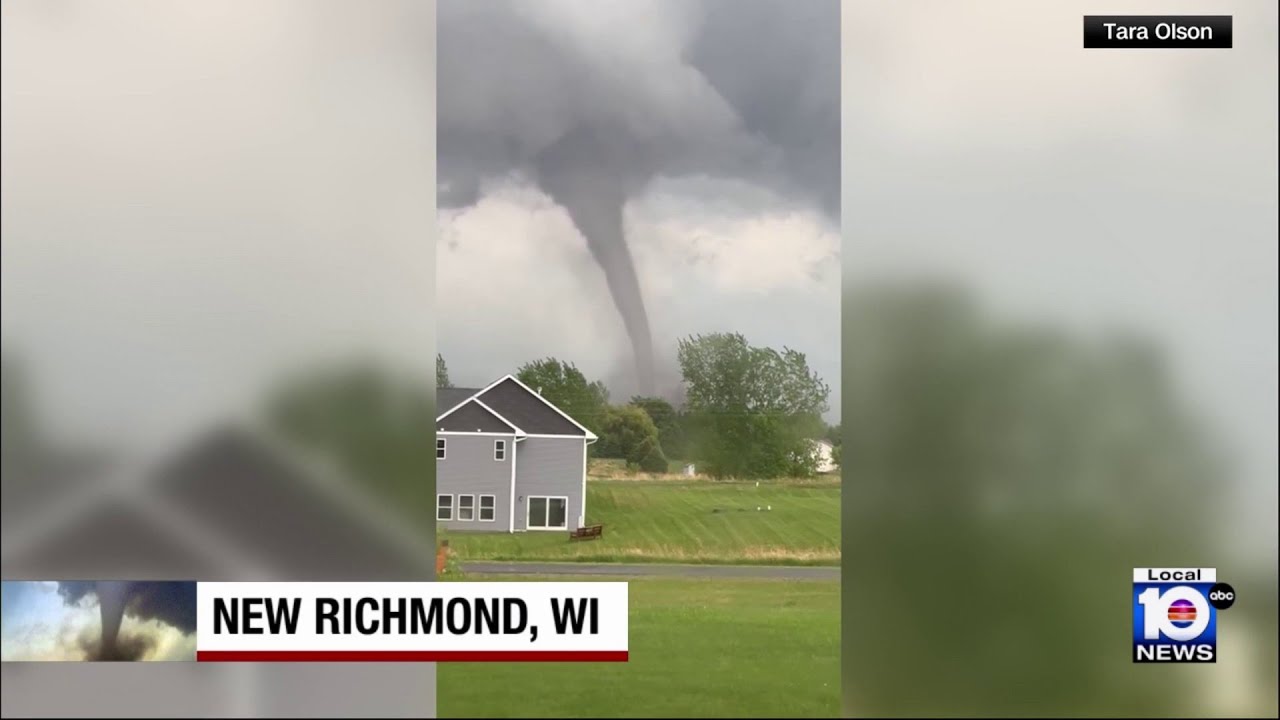 Video shows moments tornado rips through western Wisconsin - YouTube