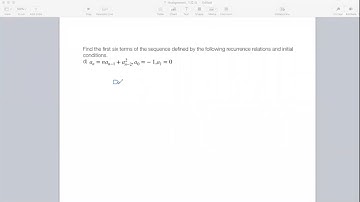 Find the first six terms of a sequence defined by recurrence relations and initial conditions.