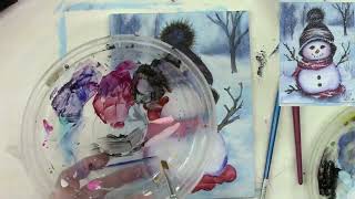 Acrylic Painting Tutorial / Snowman Weather @kathyarbour