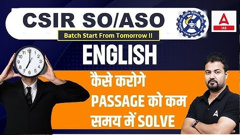 CSIR SO ASO 2023-24 | How to Solve English Passage | By Rudra Sir | Adda247 PCS