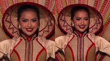 Ngọc Châu khoe visual nổi bần bật trong phần thi trang phục dân tộc tại bán kết Miss Univers