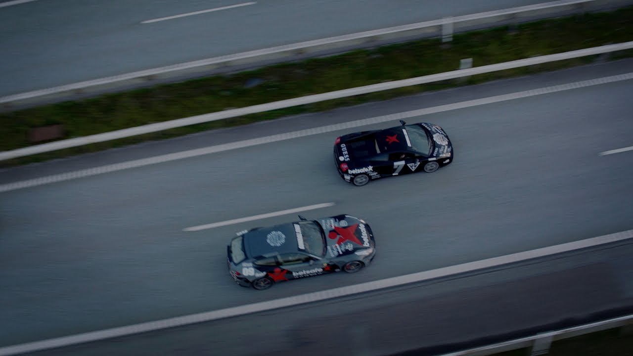 Gumball 3000 Supercar Convoy Crosses the Øresund Bridge - Team Betsafe