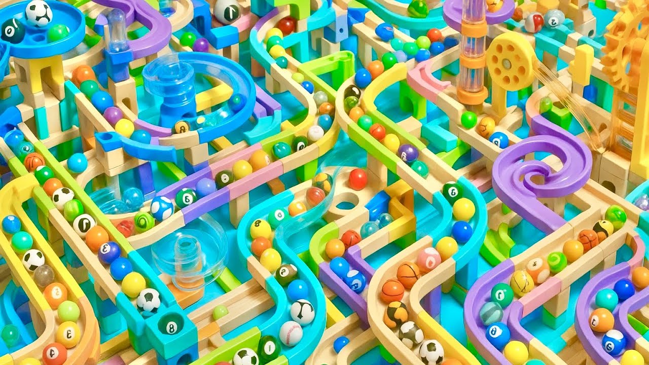 Marble Run With Sky Drop and Spiral Twister ASMR Race ASMR Rollercoaster