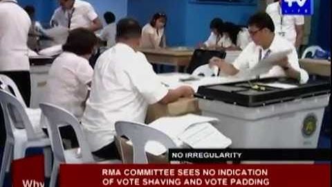 RMA committee sees no indication of vote shaving and vote padding