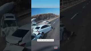 4 Cars Crash Into Each Other on Highway #shorts