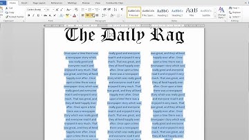 Newspaper article using columns in Word 2014
