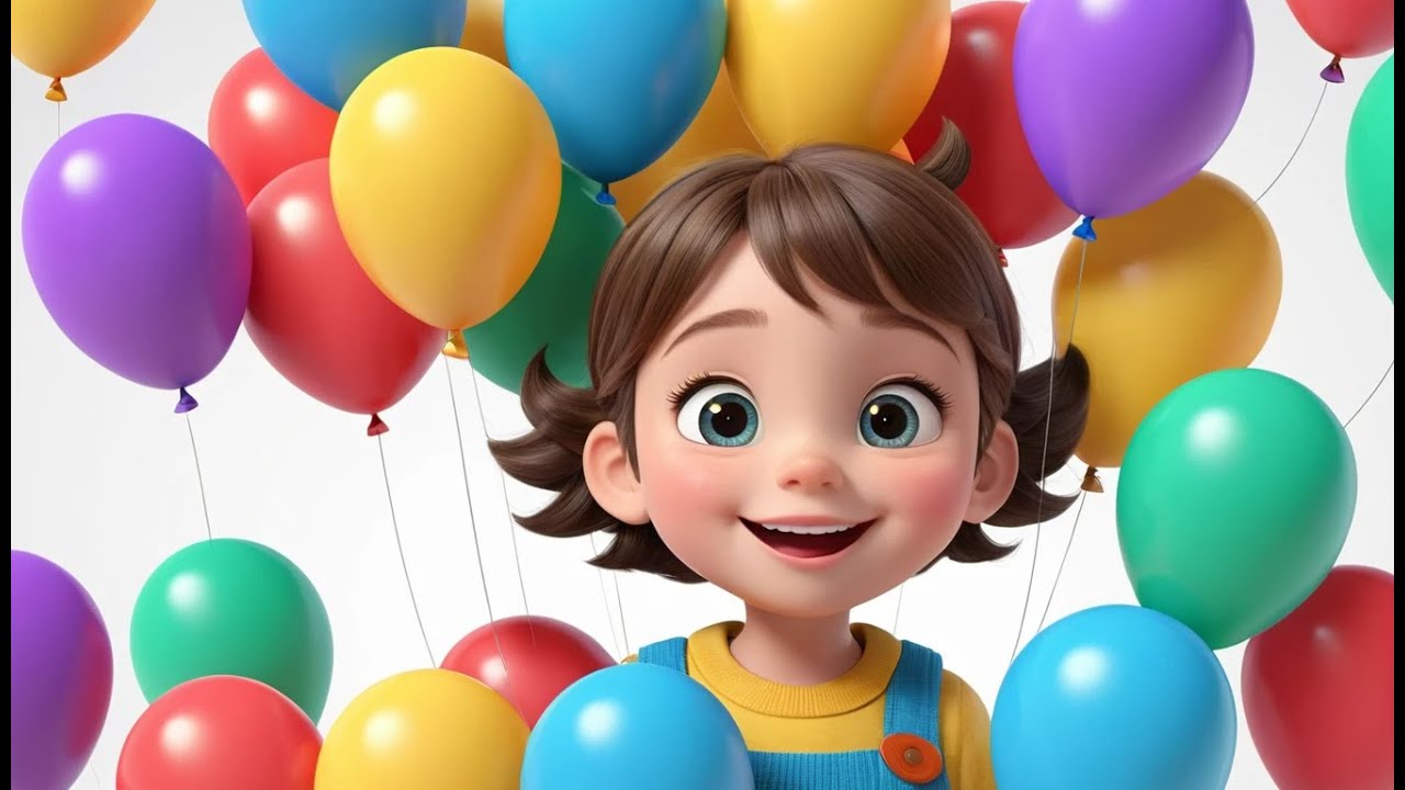 Ten Little Balloons Floating Up | Fun Counting Song for Kids | Colorful Nursery Rhyme