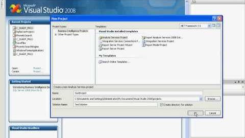 SSAS Video 1 - creating a new project using visual studio
