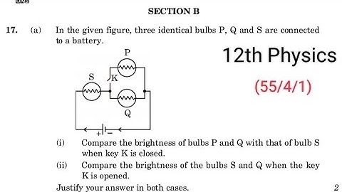 In the given figure three identical bulbs P , Q and S are connected to a battery || 55/4/1 || Set-1