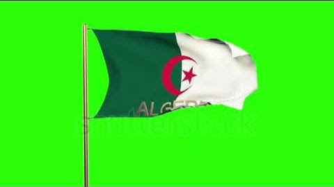 Algeria flag with title waving in the wind. Looping sun rises style. Animation loop Stock video by