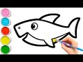 Learn How to draw pink mommy shark drawing | Easy Drawings for beginners | step by step drawing