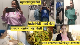 Vlog | घरात वापरण्यासाठी पॅन्ट्स घेण्यासाठी Zudio Mall मध्ये गेले | गावरान भरलेली भेंडी केली |