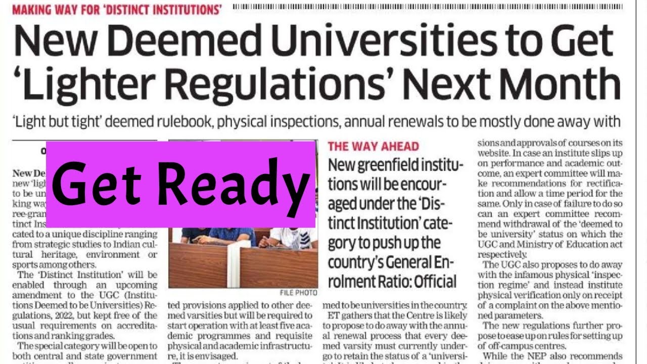 New Deemed Universities to get "lighter regulations" next month 