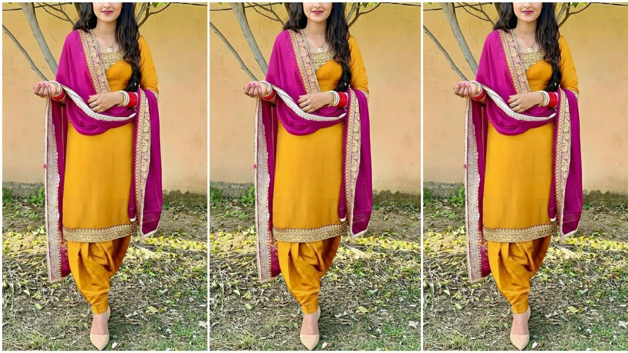 New yellow patiyala suit design ideas | 2020 Yellow patiyala dress ...