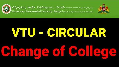 VTU Circular for Change of College
