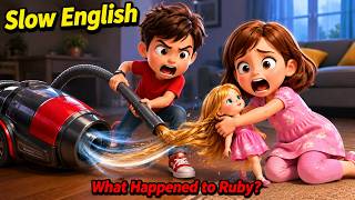 Why Did Ruby's Doll Get Stuck Inside the Vacuum 😱🧸 | Slow English Listening Story (A2)